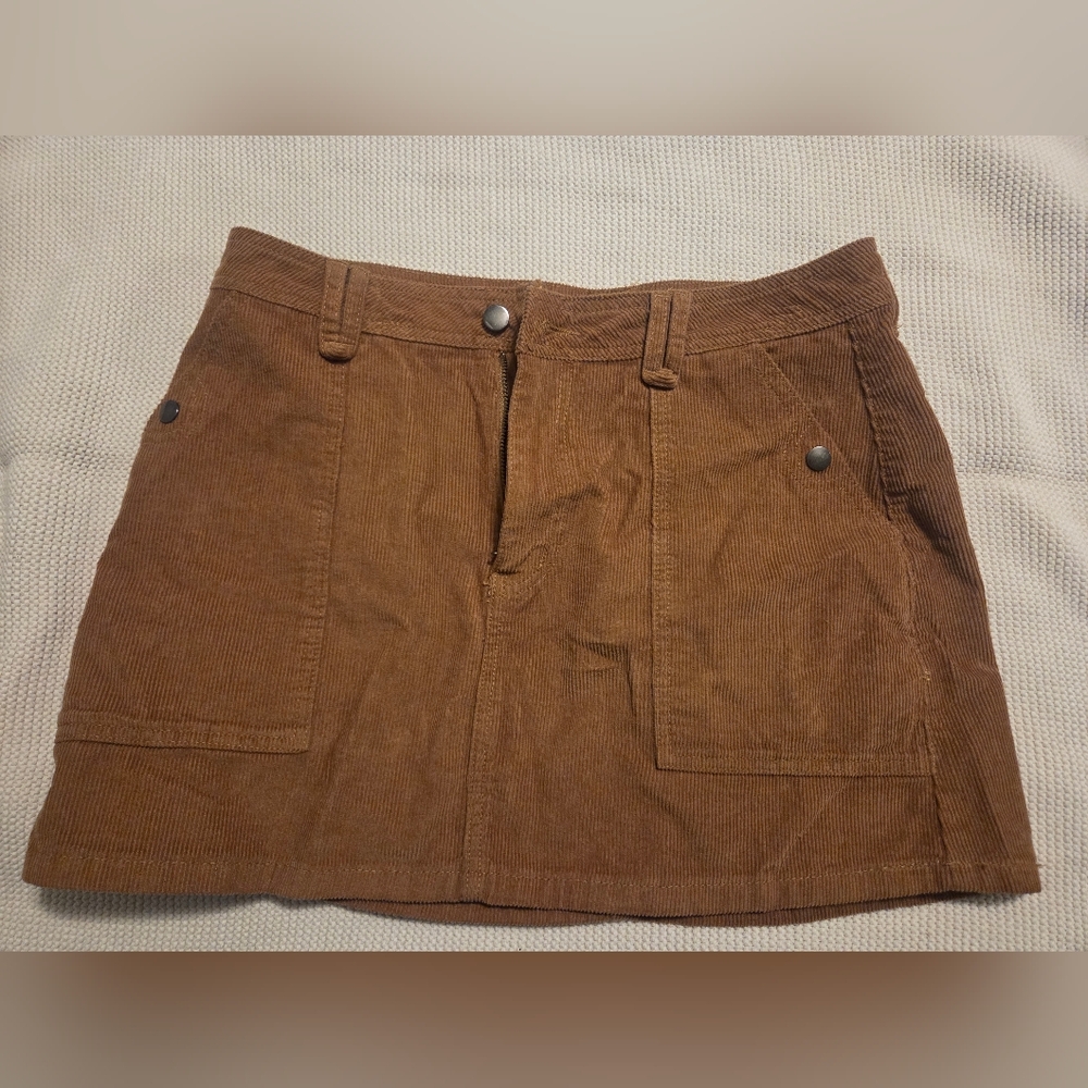 Brown Corduroy Mini Skirt